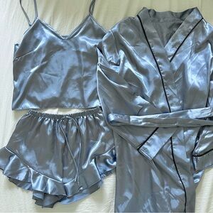 *BRAND NEW* Satin blue pjs + robe